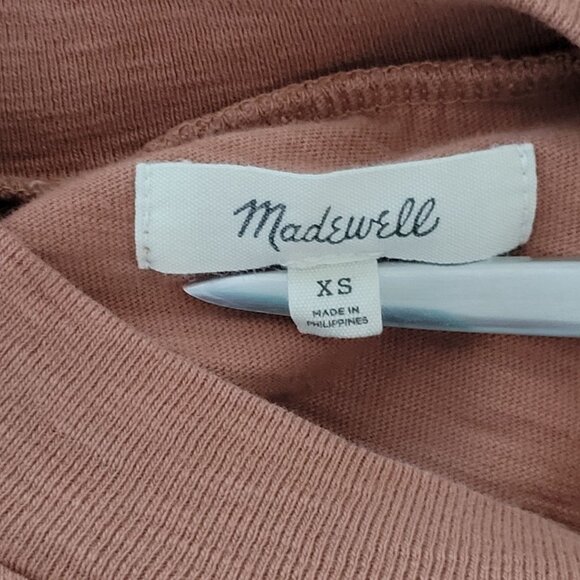 Madewell Garment-Dyed Pocket Tee Womens Size XS Warm Umber Long Sleeve Cotton - Picture 3 of 4